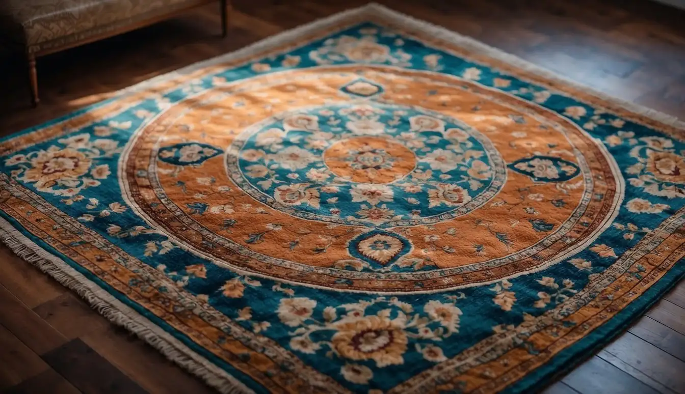 Vibrant handmade area rugs adorn a grand interior, symbolizing historical and cultural significance in design