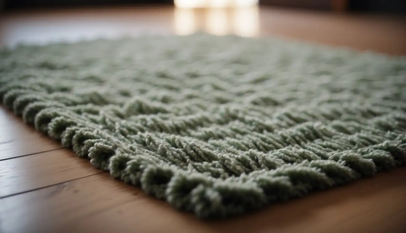 A sturdy wool area rug being put to the test with heavy foot traffic and objects being dropped on it, showing its durability and construction quality